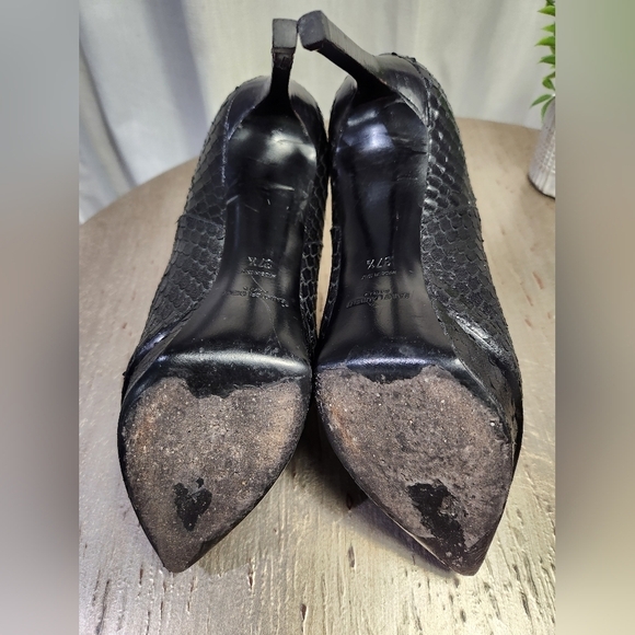 Y2K SAINT Laurent Janis 80 Black Snakeskin Stiletto Ankle Boots 7.5 37 1/2 - Picture 11 of 15